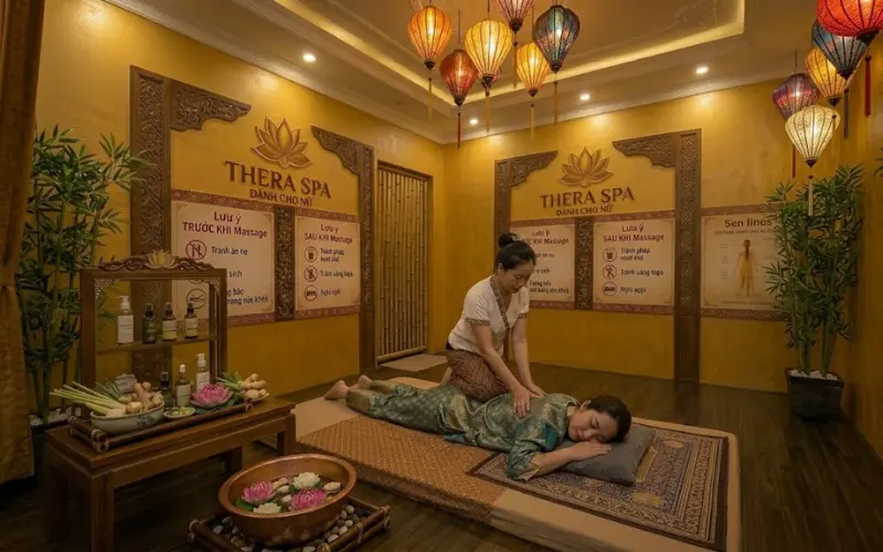 Quy trình thực hiện liệu pháp massage thái dành cho nữ tại Thera Spa